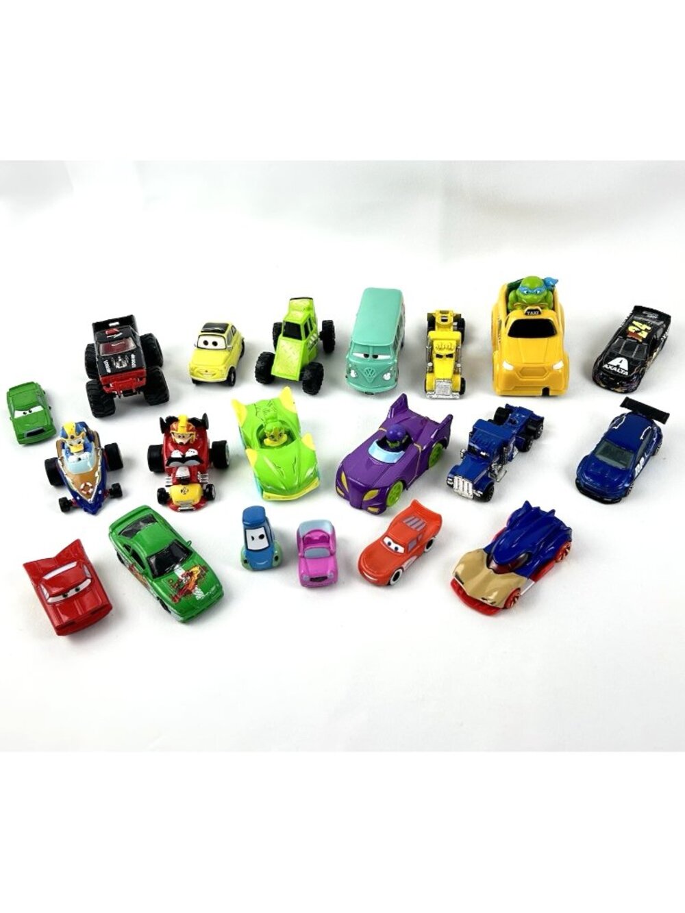 Assorted Toy Car Lot Diecast Plastic Sonic Disney Cars TMNT Mickey Donald & More